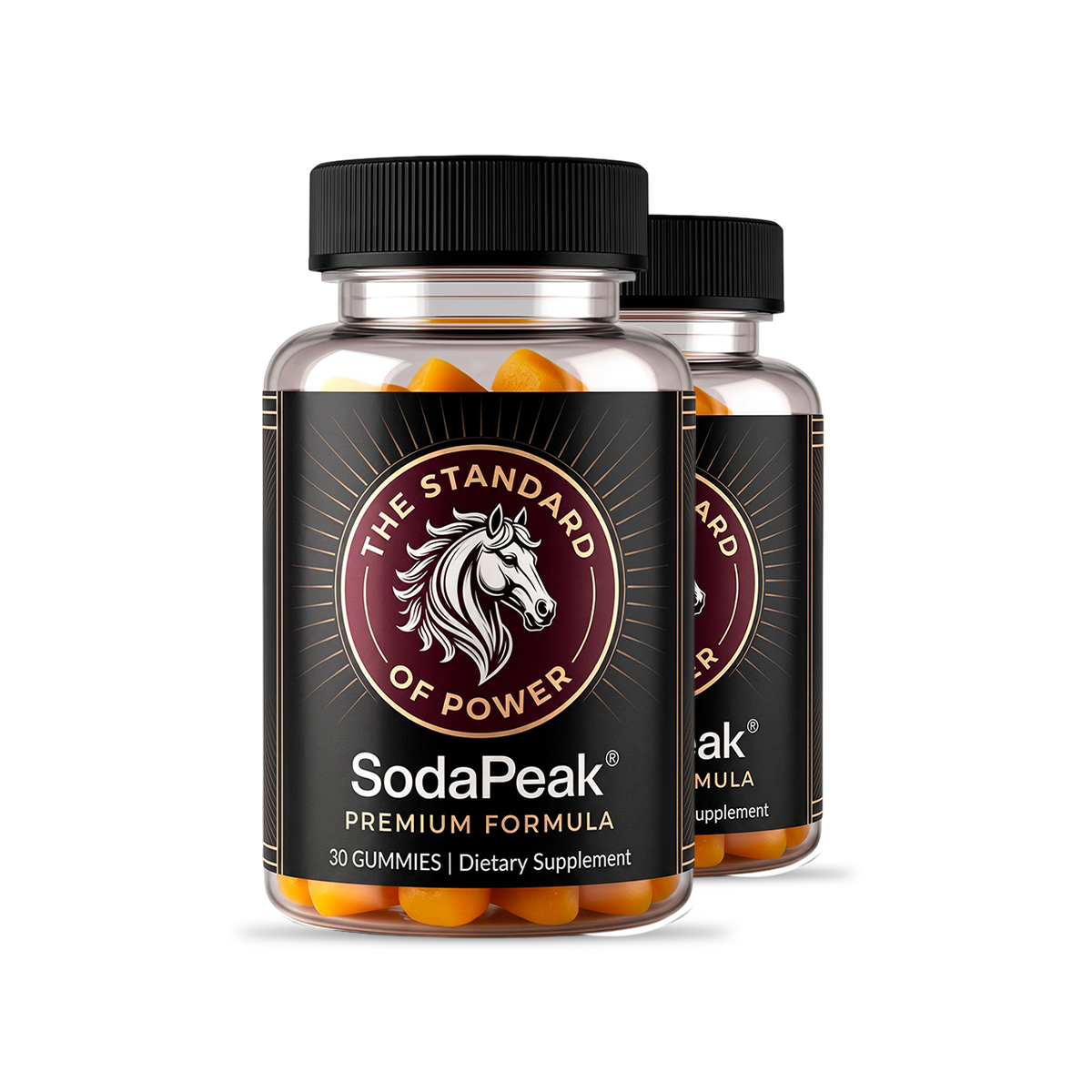 Two bottles of Soda Peak premium formula gummies